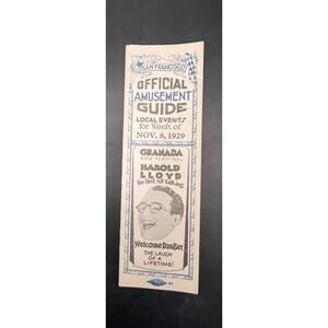 Rare 1929 Harold Lloyd Amusement Guide San Francisco Welcome Danger Silent Films